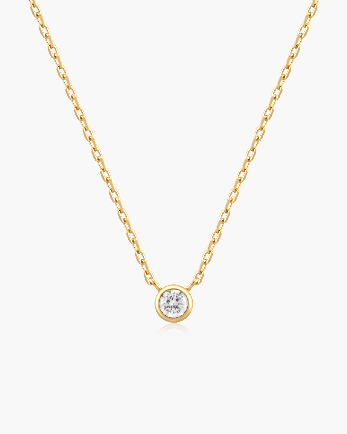 Gold Round Solitaire Cubic Zirconia Necklace