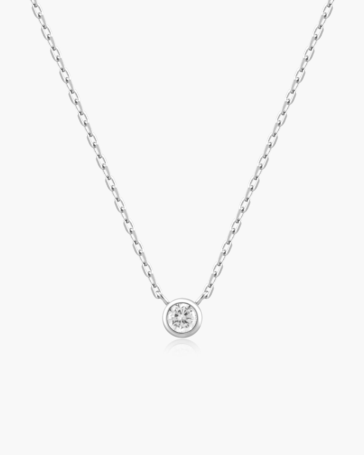 Silver Round Solitaire Cubic Zirconia Necklace