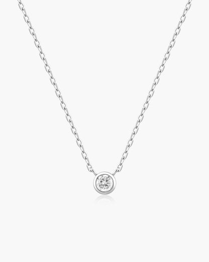 Silver Round Solitaire Cubic Zirconia Necklace