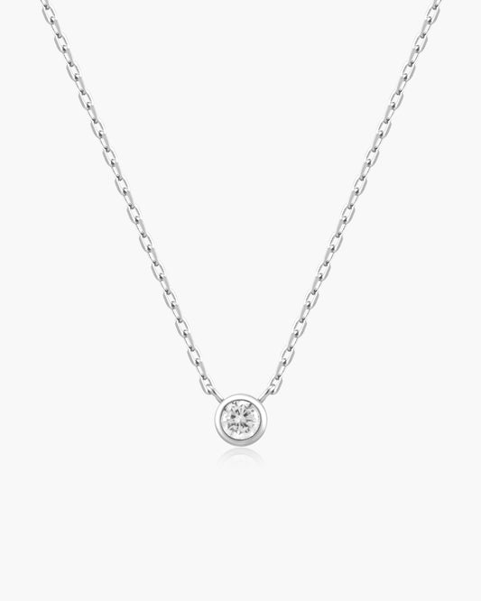 Silver Round Solitaire Cubic Zirconia Necklace