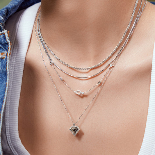Silver Geometric Satellite Necklace