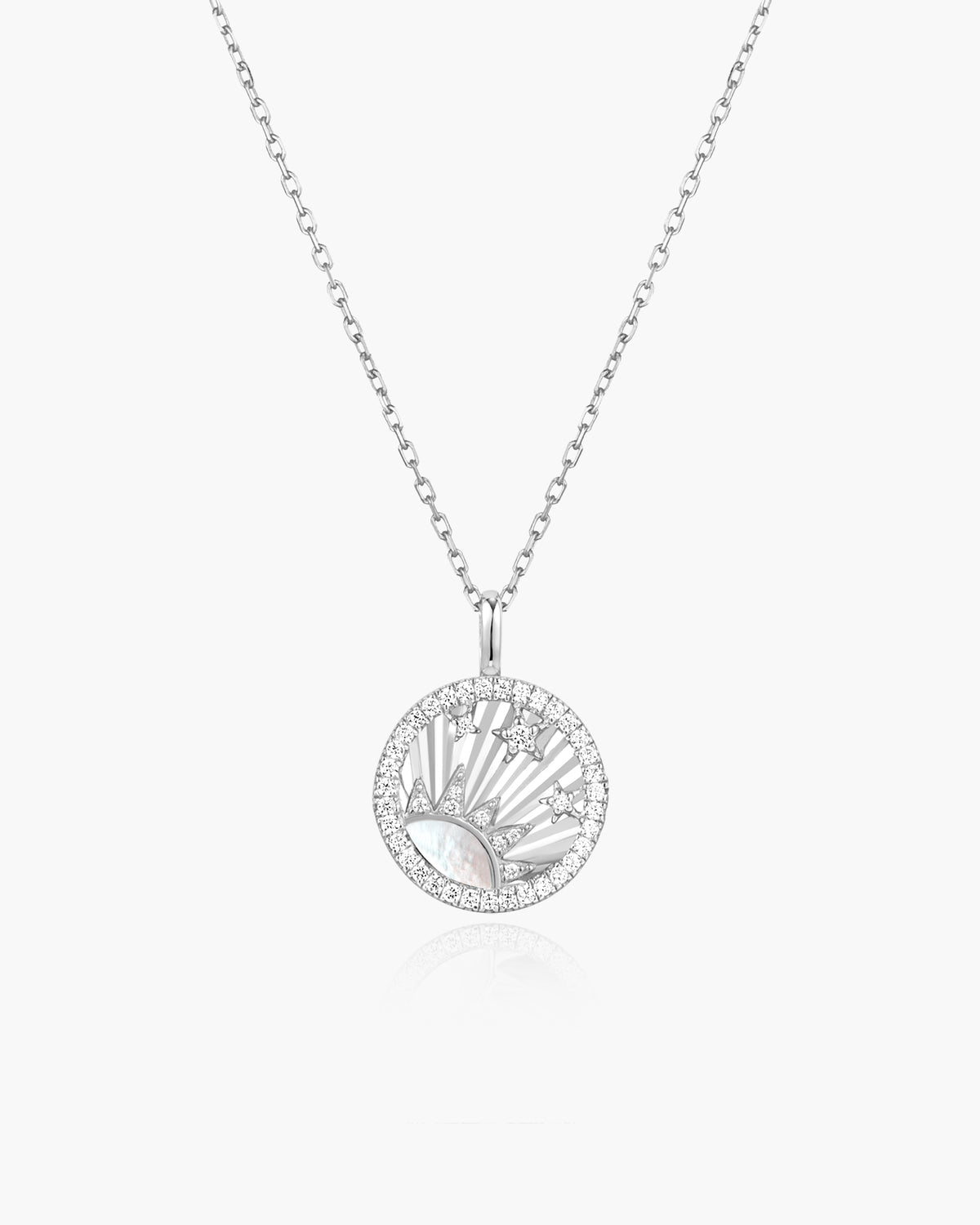 Silver Shiny Sun Star Necklace