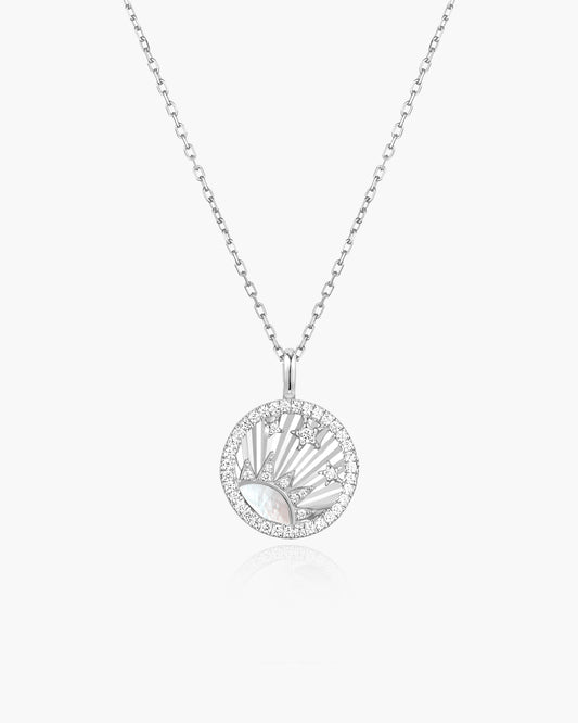 Silver Shiny Sun Star Necklace