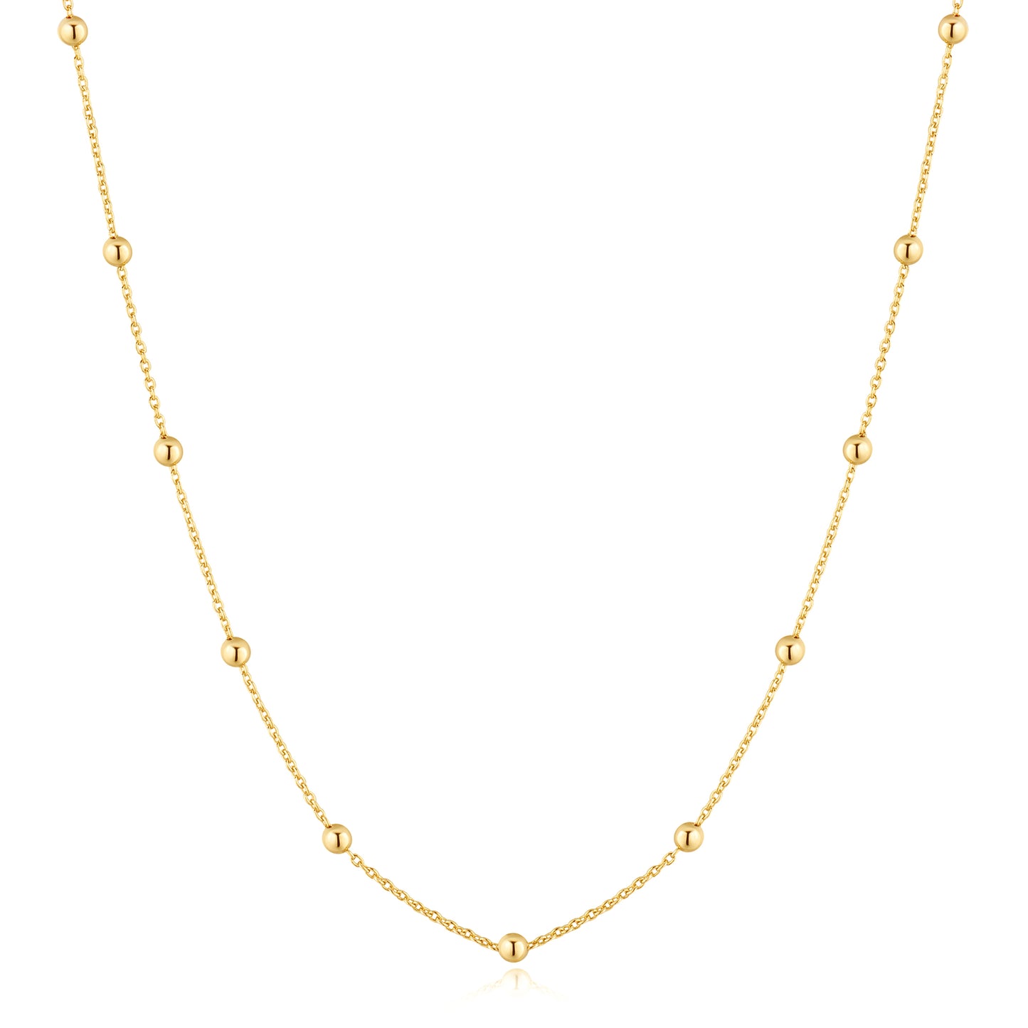 Gold Beaded Chain Necklace