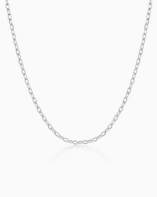 Silver Rectangle Link Chain Necklace