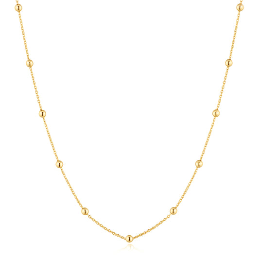 Gold Bobble Long Chain Necklace