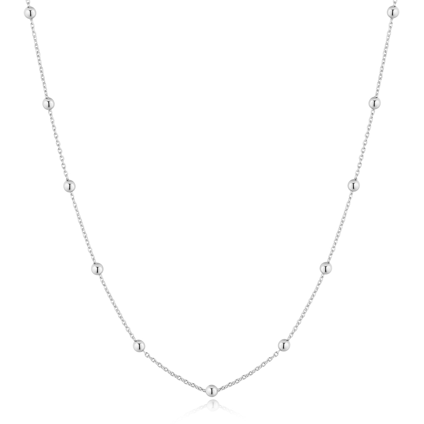Silver Bobble Long Chain Necklace