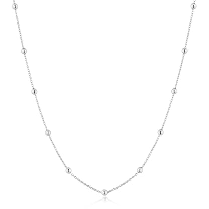 Silver Bobble Long Chain Necklace