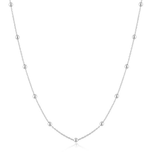 Silver Bobble Long Chain Necklace