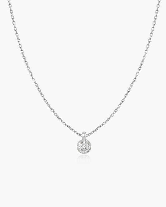 Silver Sphere Pavé Necklace