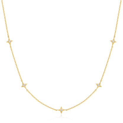 Gold Stars Station Necklace