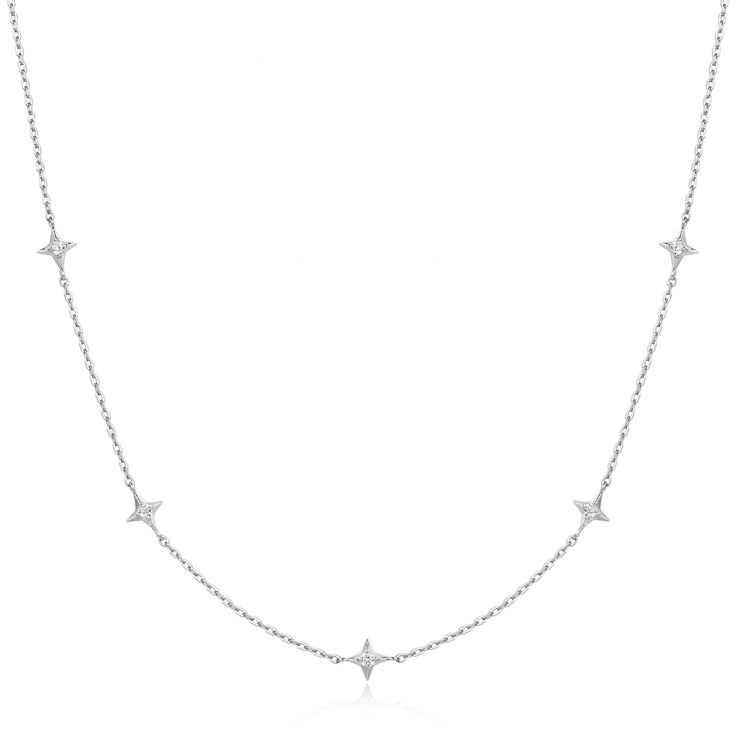 Silver Stars Station Necklace