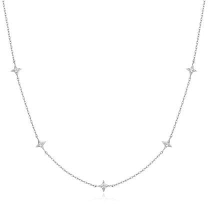 Silver Stars Station Necklace