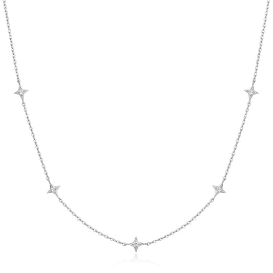 Silver Stars Station Necklace