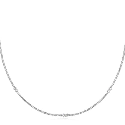 Silver Cross Station Necklace