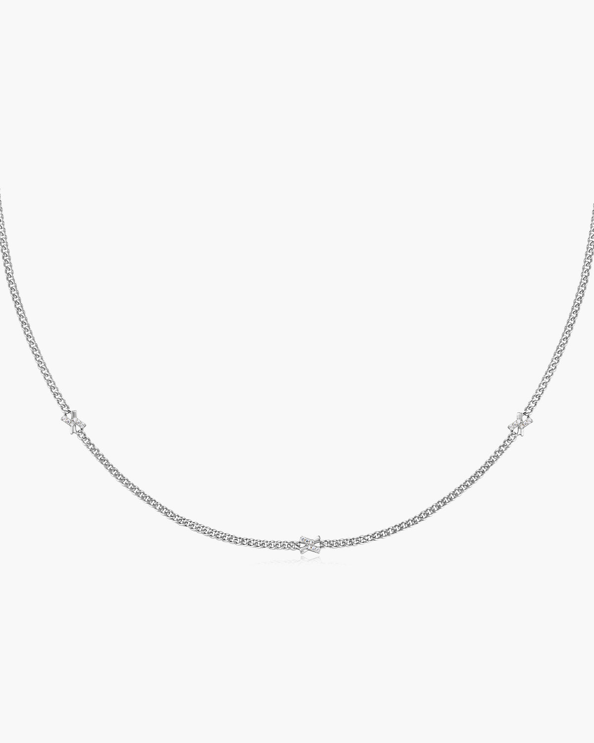 Silver Cross Station Necklace