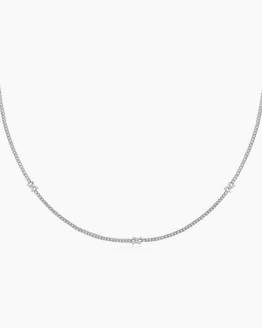 Silver Cross Station Necklace