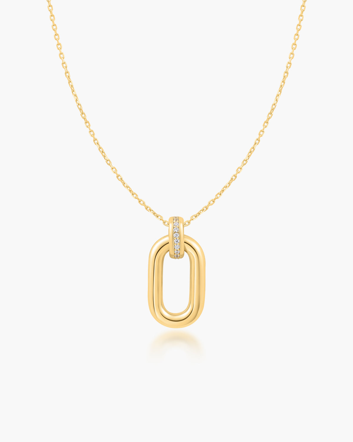 Gold Oval Hoop Pendant Necklace