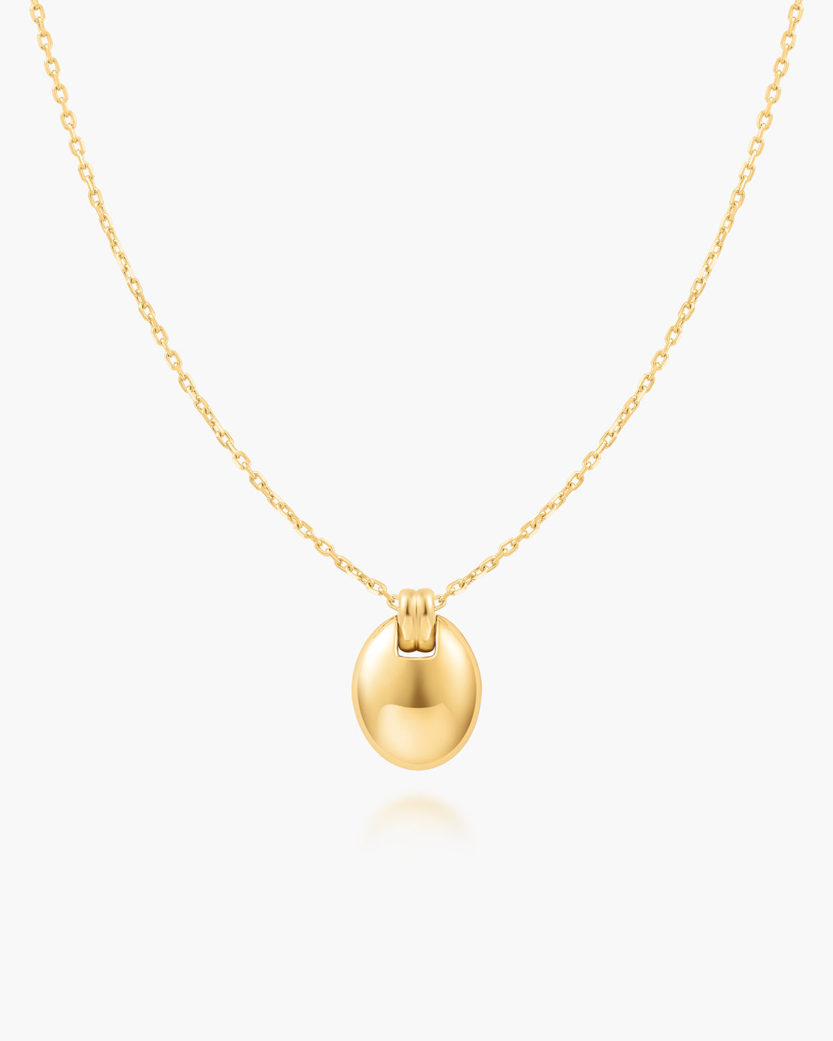 Gold Oval Charm Necklace