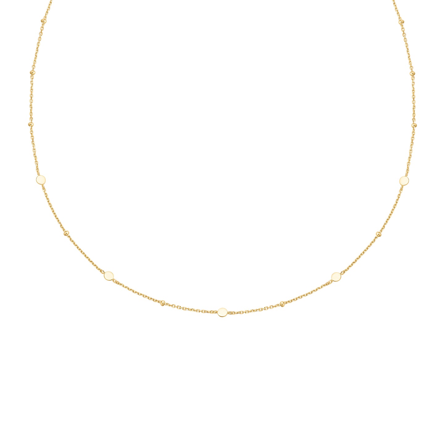 Gold Disc Station Necklace