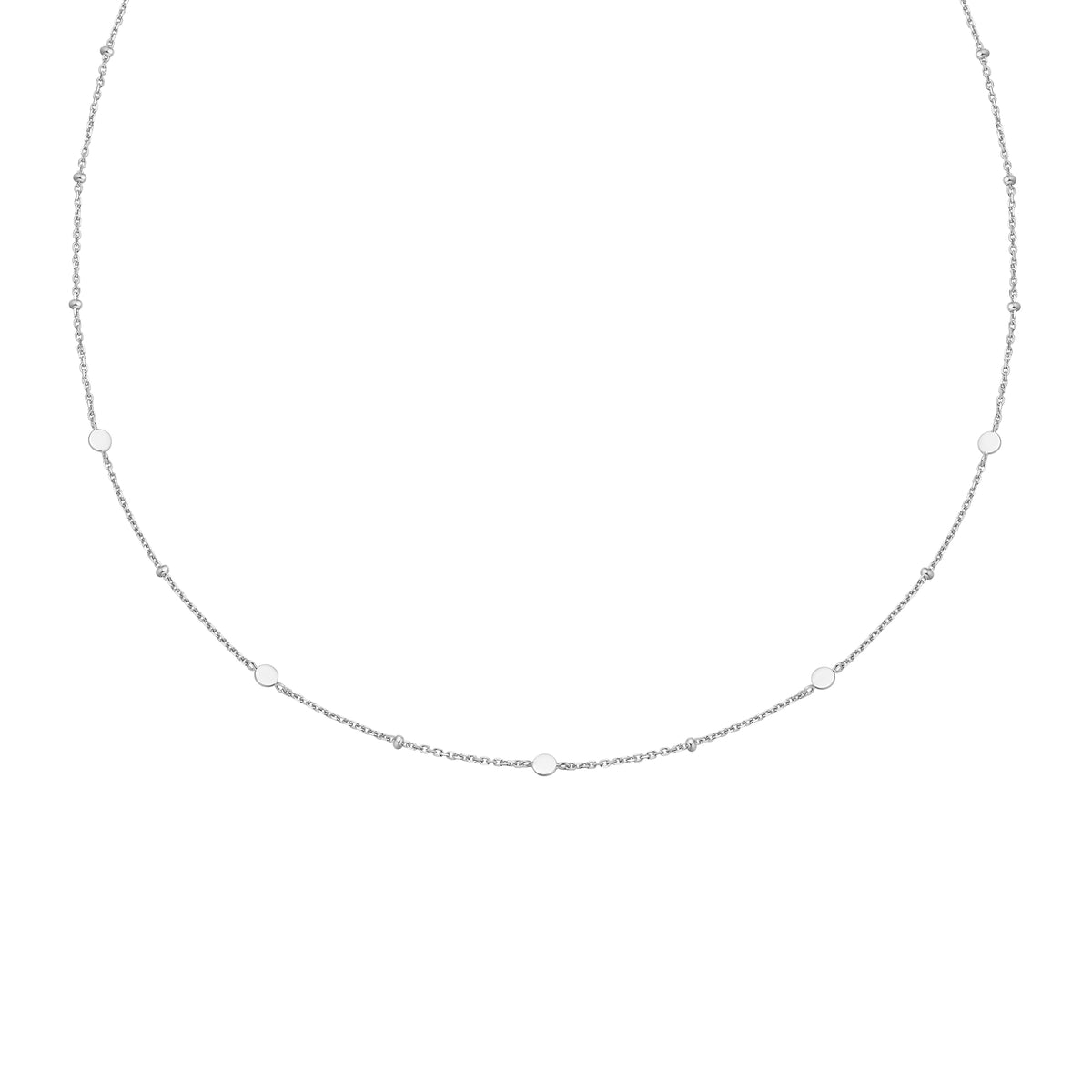 Silver Disc Station Necklace