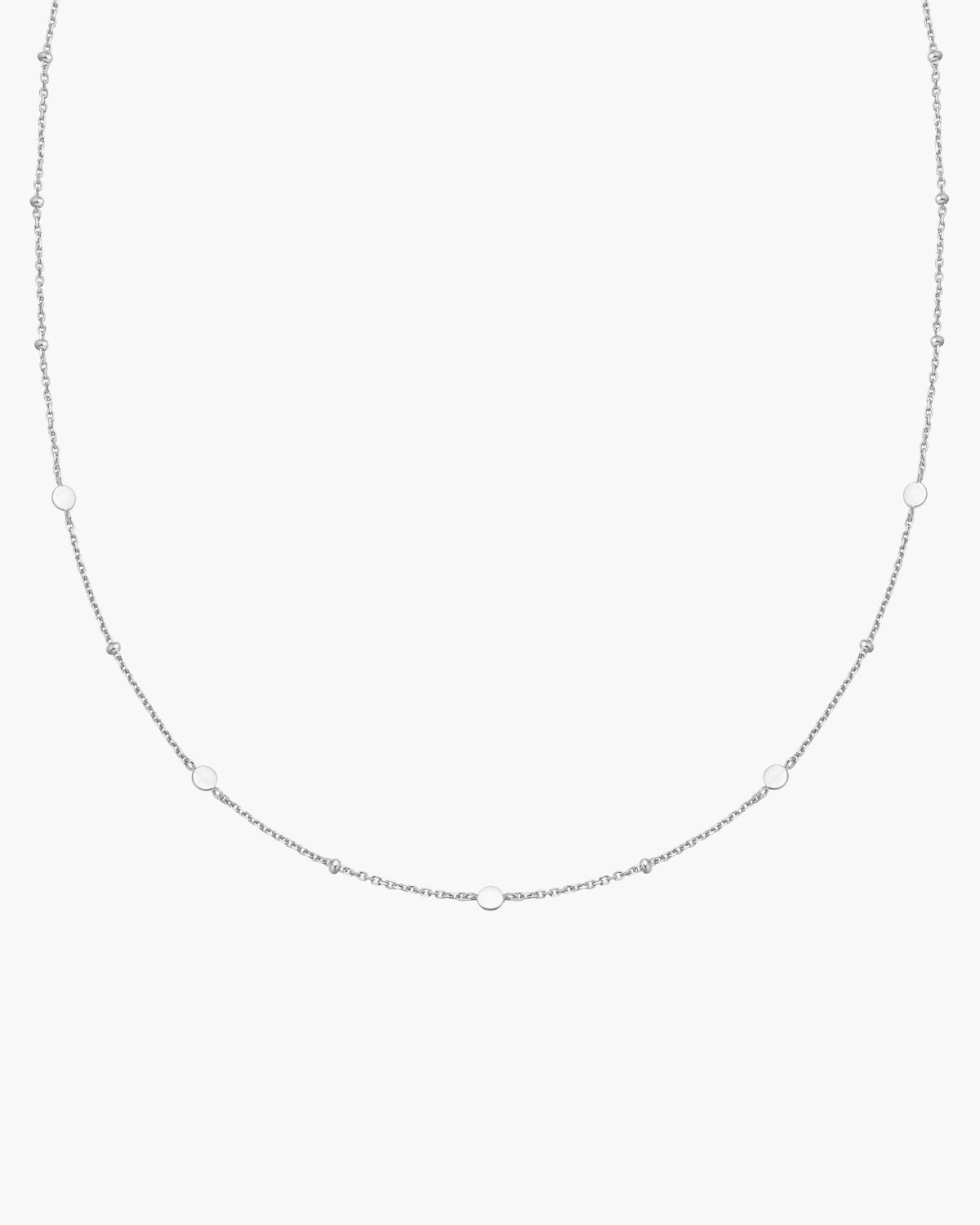 Silver Disc Station Necklace