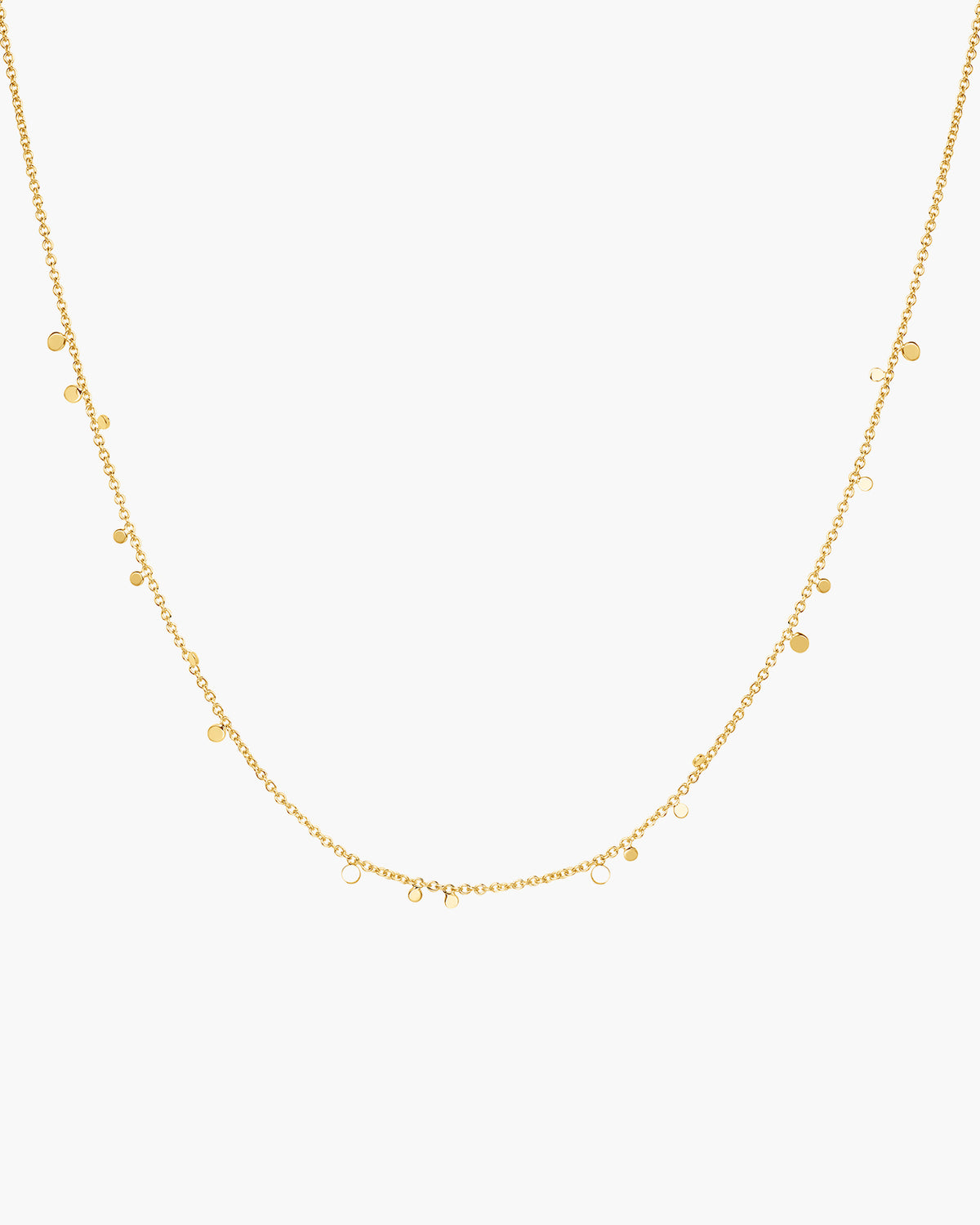 Gold Mini Disc Drop Stacking Necklace