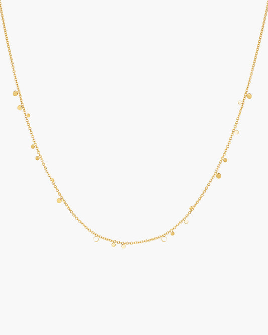 Gold Mini Disc Drop Stacking Necklace