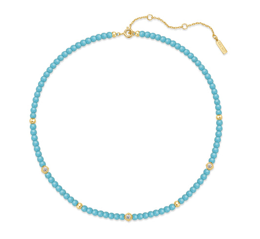 Gold Lab Created Turquoise Necklace