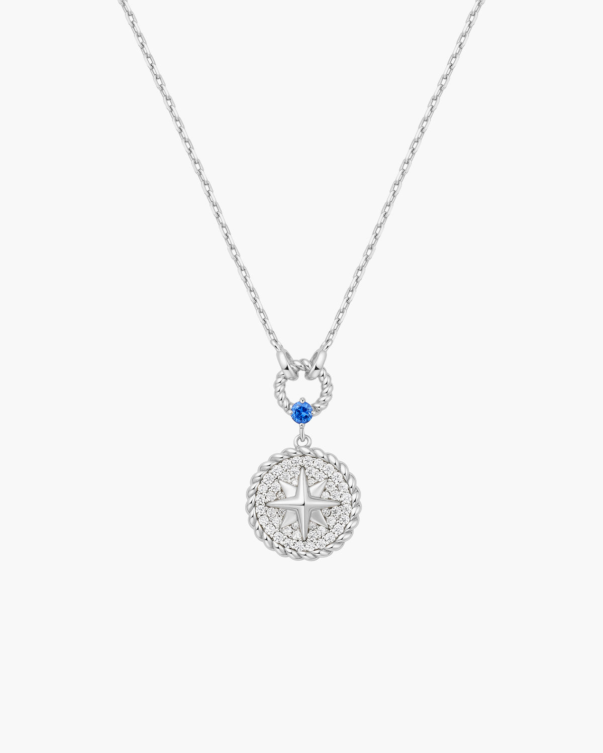 Silver Eight-Pointed Star Signet Necklace