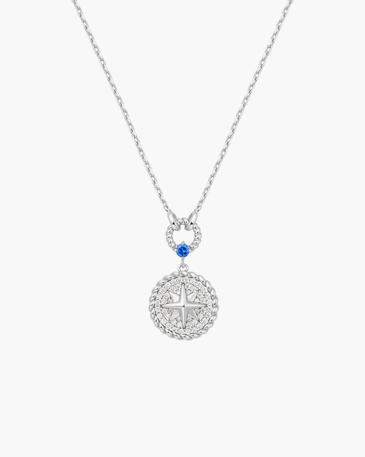 Silver Eight-Pointed Star Signet Necklace