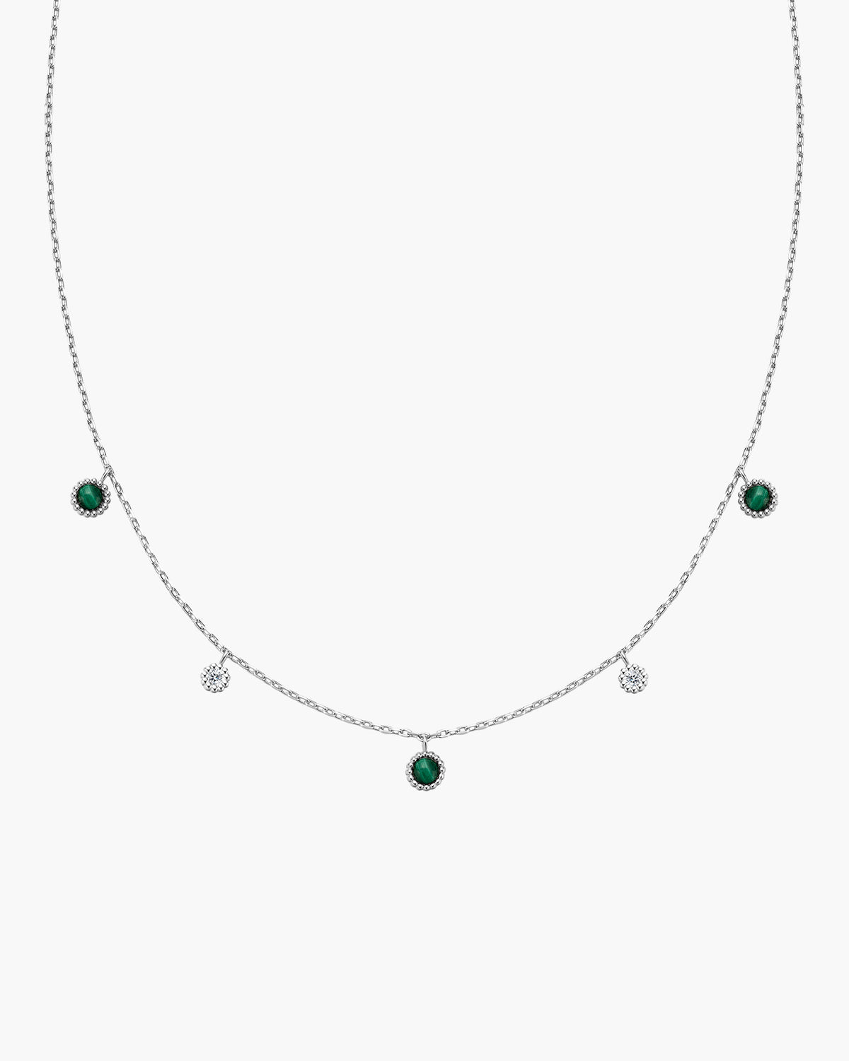 Silver Malachite Station Necklace