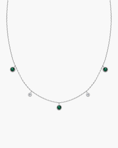 Silver Malachite Station Necklace