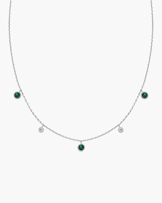 Silver Malachite Station Necklace