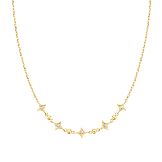Gold Sparkling Star Station Necklace
