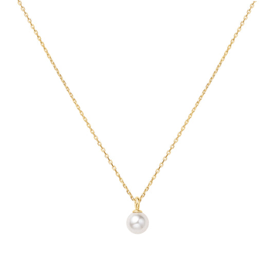 Gold Shell Pearl Drop Pendant Necklace
