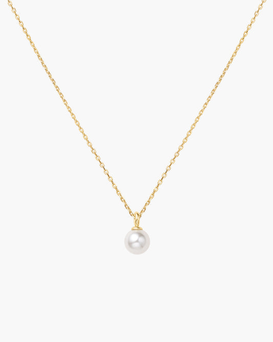 Gold Shell Pearl Drop Pendant Necklace