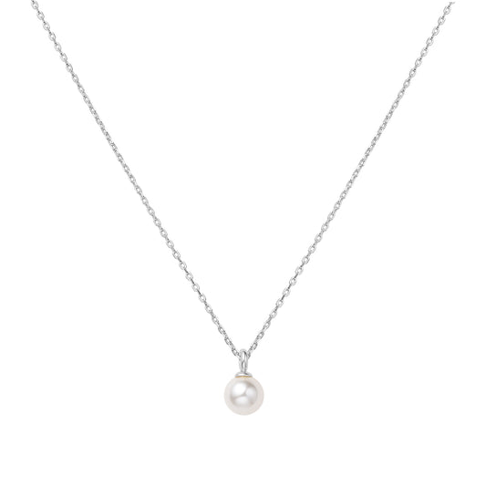 Silver Shell Pearl Drop Pendant Necklace