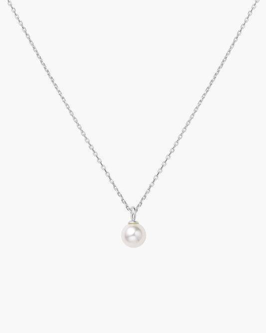 Silver Shell Pearl Drop Pendant Necklace