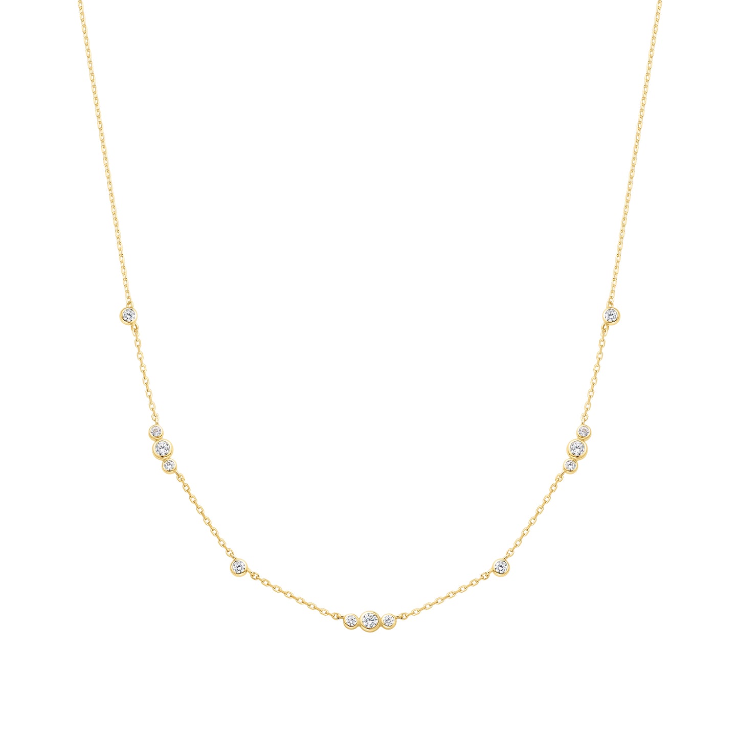 Gold Sparkling Bezel Cubic Zirconia Station Necklace