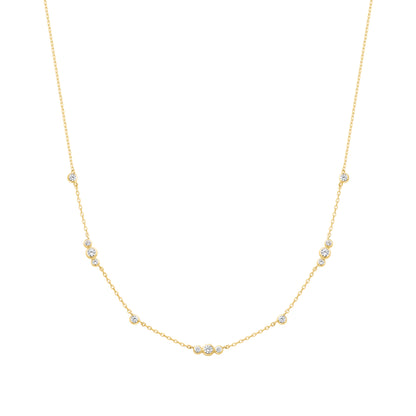 Gold Sparkling Bezel Cubic Zirconia Station Necklace