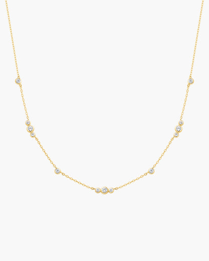 Gold Sparkling Bezel Cubic Zirconia Station Necklace