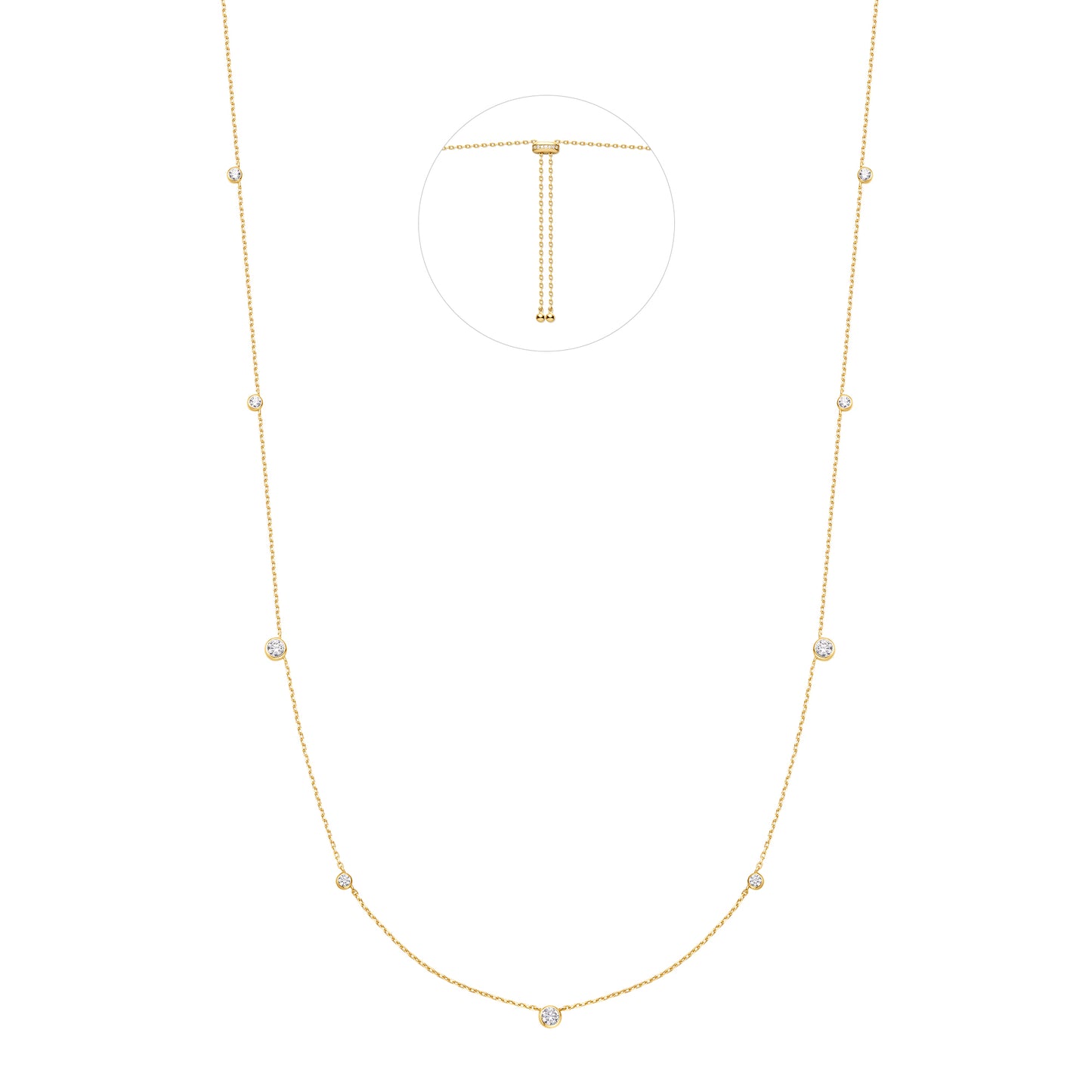 Gold Bezel Cubic Zirconia Station Necklace