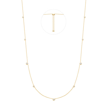 Gold Bezel Cubic Zirconia Station Necklace