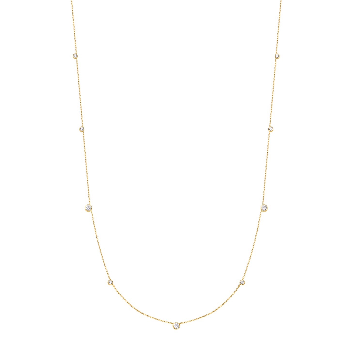 Gold Bezel Cubic Zirconia Station Necklace