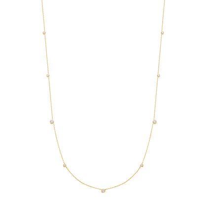 Gold Bezel Cubic Zirconia Station Necklace