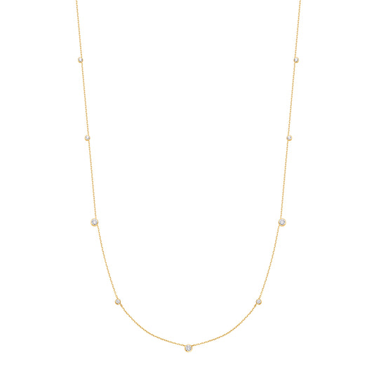 Gold Bezel Cubic Zirconia Station Necklace
