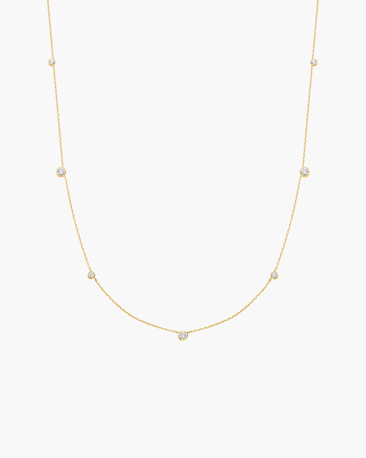 Gold Bezel Cubic Zirconia Station Necklace