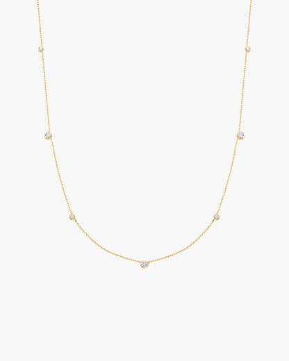 Gold Bezel Cubic Zirconia Station Necklace