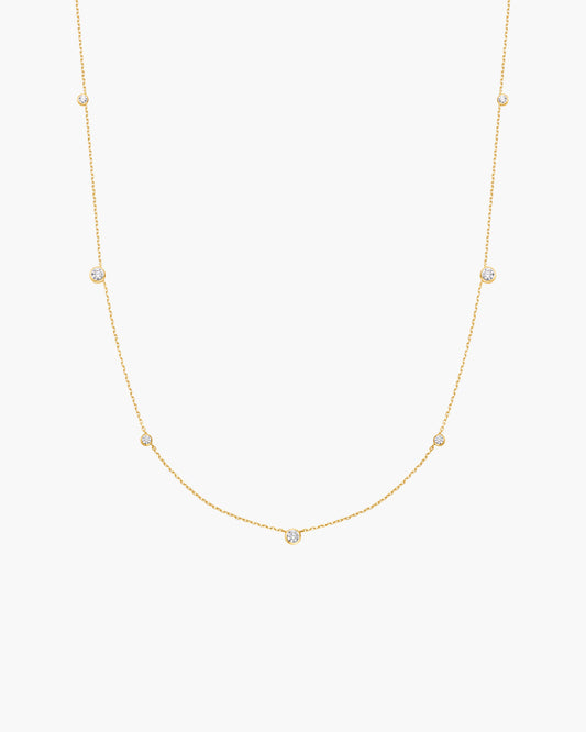 Gold Bezel Cubic Zirconia Station Necklace